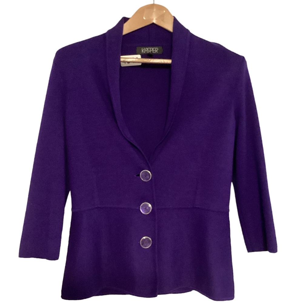 Kasper royal purple knit jacket size M